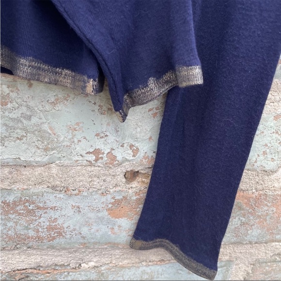 NWOT Zadig & Voltaire Willy Foil T-Shirt Navy Long Sleeve Silver Foil Tee, XS - Picture 11 of 14